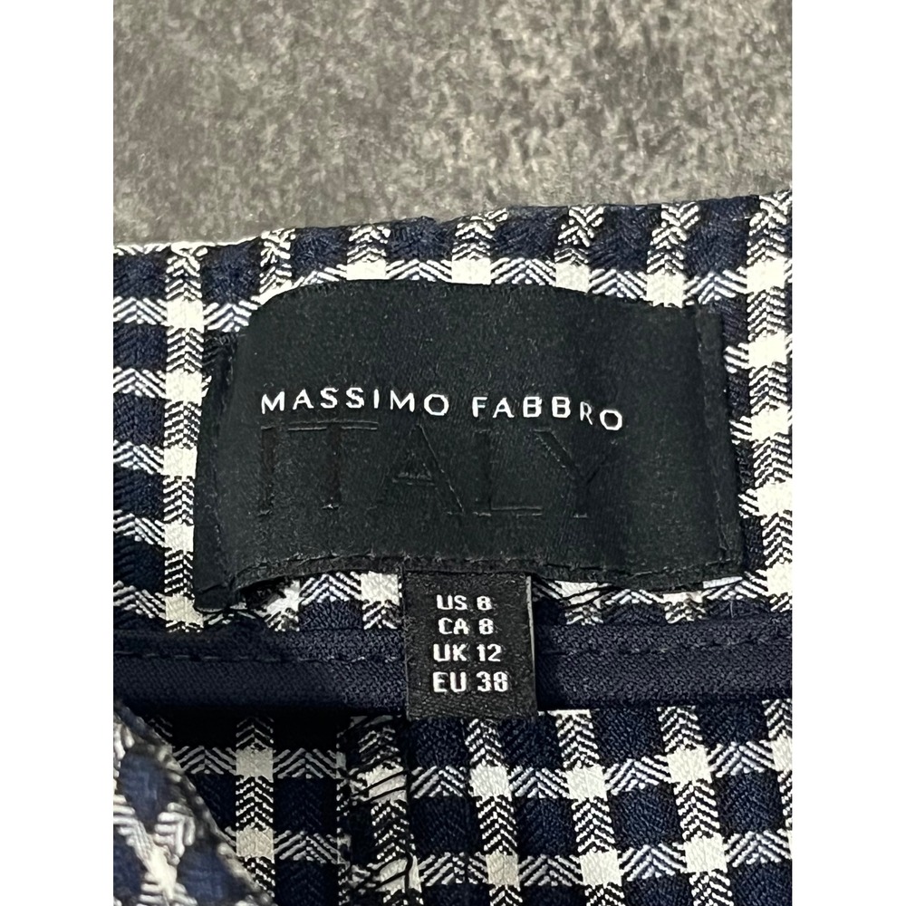 Massimo Fabbro Italy Gingham Pants Womens 8 Navy Slim Stretch Pull On - Picture 3 of 9